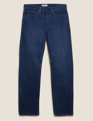 

Mens M&S Collection Straight Fit Pure Cotton Jeans - Dark Blue, Dark Blue