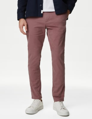 

Mens M&S Collection Slim Fit Stretch Chinos - Raspberry, Raspberry