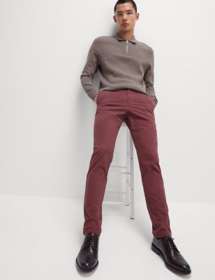 

Mens M&S Collection Slim Fit Stretch Chinos, Wine