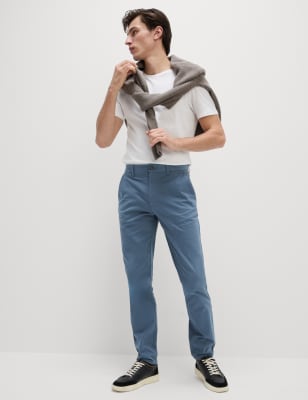 

Mens M&S Collection Slim Fit Stretch Chinos, Blue