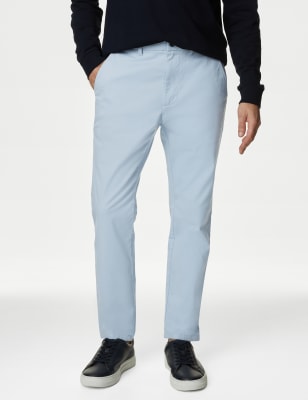 

Mens M&S Collection Chino-Hose mit Stretch und schmaler Passform - Pale Blue, Pale Blue