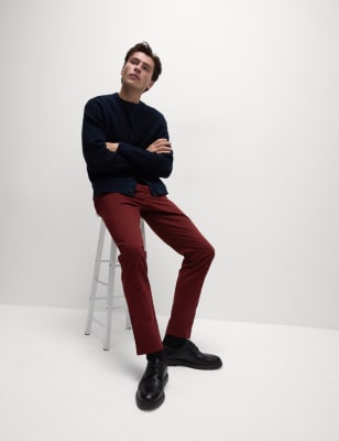 

Mens M&S Collection Chino-Hose mit Stretch und schmaler Passform - Claret, Claret