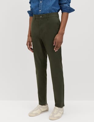 Mens M&S Slim Fit Cotton Rich Stretch Chinos, Dark Khaki