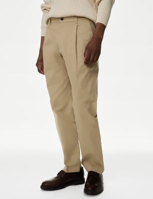 

Mens M&S Collection Regular Fit Single Pleat Stretch Chinos - Neutral Brown, Neutral Brown