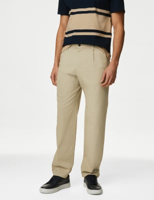 

Mens M&S Collection Regular Fit Single Pleat Stretch Chinos - Sandstone, Sandstone