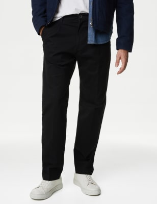 

Mens M&S Collection Stretch-Chinos mit normaler Passform und Bundfalte - Black Mix, Black Mix