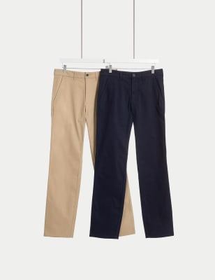 

Mens M&S Collection 2pk Regular Fit Stretch Chinos, Navy Mix