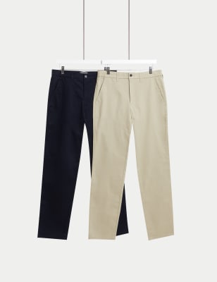 

Mens M&S Collection 2pk Regular Fit Stretch Chinos - Navy Mix, Navy Mix