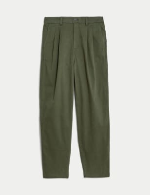 

Mens M&S Collection Tapered Fit Twin Pleat Stretch Chinos - Faded Khaki, Faded Khaki