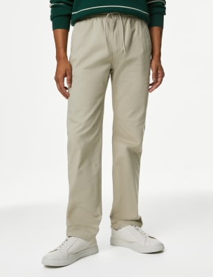 

Mens M&S Collection Tapered Fit Elasticated Waist Stretch Trousers - Sandstone, Sandstone