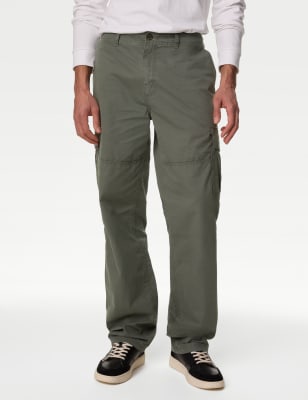 

Mens M&S Collection Loose Fit Lightweight Cargo Trousers - Washed Green, Washed Green