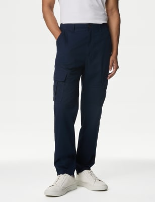 

Mens M&S Collection Schmal zulaufende, leichte Cargohose aus reiner Baumwolle - Dark Navy, Dark Navy