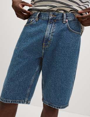 

Mens M&S Collection Authentic Relaxed Straight Fit Denim Shorts, Medium Blue