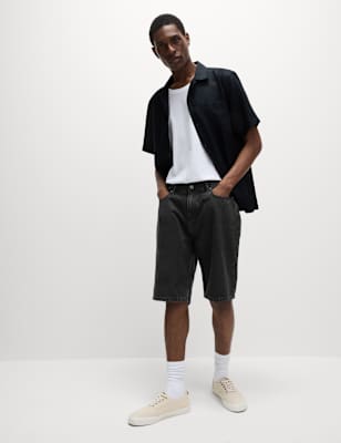 

Mens M&S Collection Authentic Relaxed Straight Fit Denim Shorts, Black