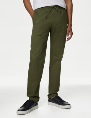 

Mens M&S Collection Tapered Fit Elasticated Waist Trousers - Moss, Moss