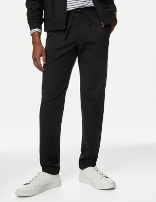 

Mens M&S Collection Tapered Fit Elasticated Waist Trousers - Black, Black