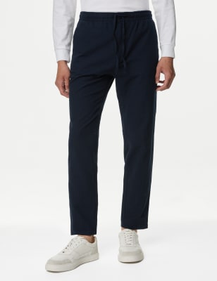 

Mens M&S Collection Regular Fit Pure Cotton Seersucker Trousers - Dark Navy, Dark Navy