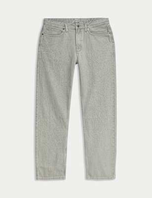 

Mens M&S Collection Straight Fit Pure Cotton Jeans, Light Grey