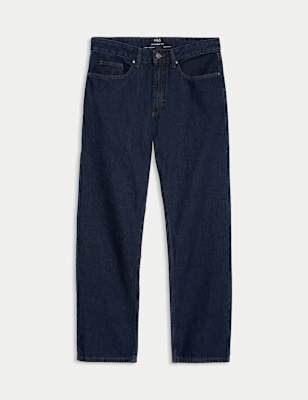 

Mens M&S Collection Straight Fit Pure Cotton Jeans - Indigo, Indigo