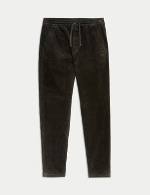 

Mens M&S Collection Loose Tapered Fit Elasticated Waist Corduroy Trousers - Dark Chocolate, Dark Chocolate