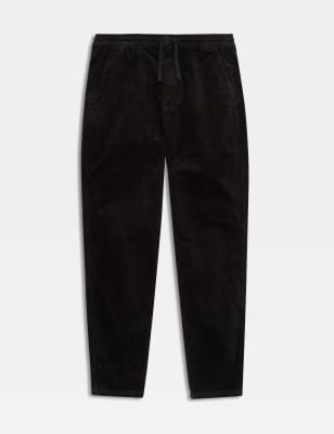 

Mens M&S Collection Loose Tapered Fit Elasticated Waist Corduroy Trousers - Black, Black