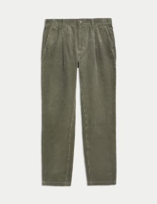 

Mens M&S Collection Regular Fit Luxury Corduroy Pleated Chinos - Dark Sage, Dark Sage