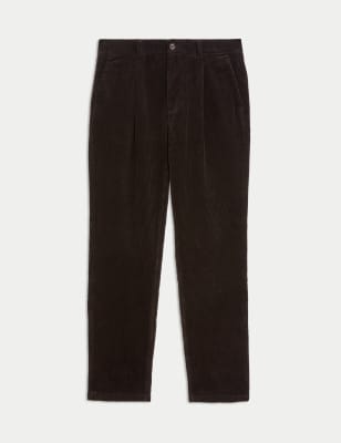 

Mens M&S Collection Regular Fit Luxury Corduroy Pleated Chinos - Dark Chocolate, Dark Chocolate