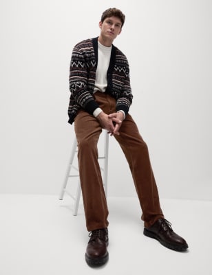 

M&S Collection Chinos de pana de ajuste estándar premium con pinzaMens - Earth, Earth