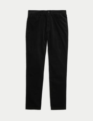 

Mens M&S Collection Slim Fit Diagonal Corduroy 5 Pocket Trousers - Black, Black