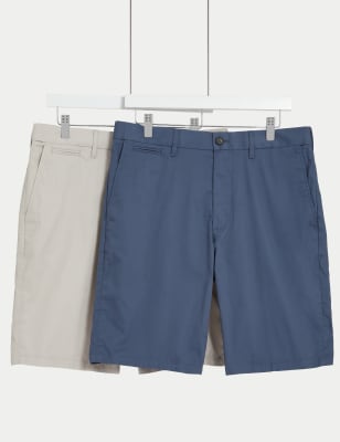 

Mens M&S Collection 2pk Super Lightweight Chino Shorts - Blue Mix, Blue Mix