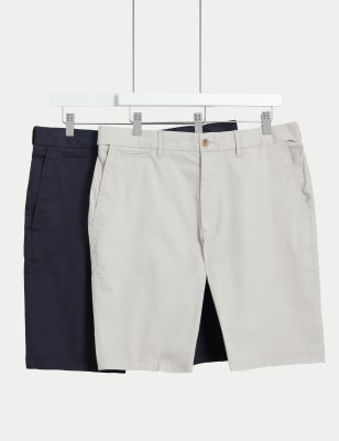 

Mens M&S Collection 2pk Super Lightweight Chino Shorts - Stone Mix, Stone Mix