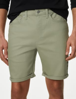 

Mens M&S Collection Denim-Shorts mit Stretchanteil - Sage, Sage