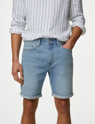 

Mens M&S Collection Stretch Denim Shorts - Light Blue, Light Blue