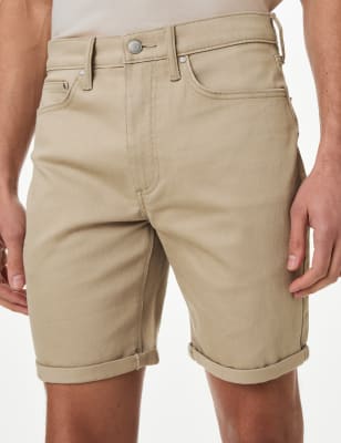 

Mens M&S Collection Stretch Denim Shorts - Stone, Stone