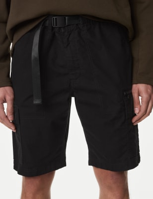 

Mens M&S Collection Belted Cargo Shorts with Stormwear™ - Black, Black