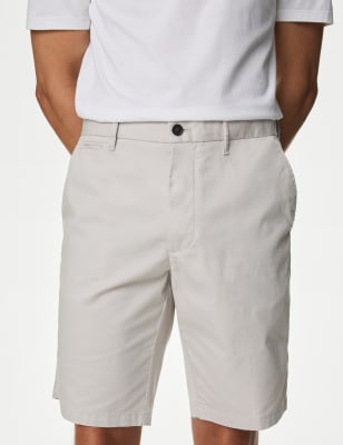 M&S Men's Super Lightweight Stretch Chino Shorts - 32REG - Natural, Natural,Navy,Moss,Air Force Blue