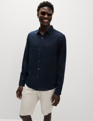 

Mens M&S Collection Pure Linen Shirt - Navy, Navy