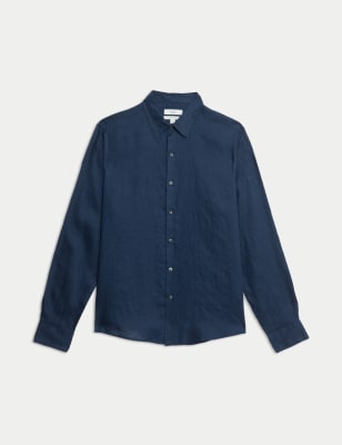 

M&S Collection Camisa 100 % linoMens - Dark Navy, Dark Navy