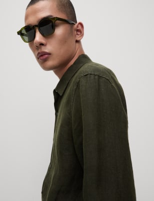 

Mens M&S Collection Leinen-Shirt - Dark Green, Dark Green