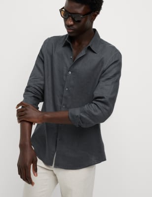 

Mens M&S Collection Leinen-Shirt - Dark Grey, Dark Grey
