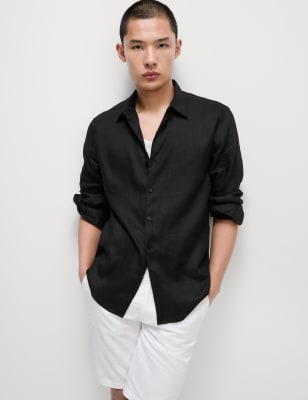 

Mens M&S Collection Pure Linen Shirt - Black, Black