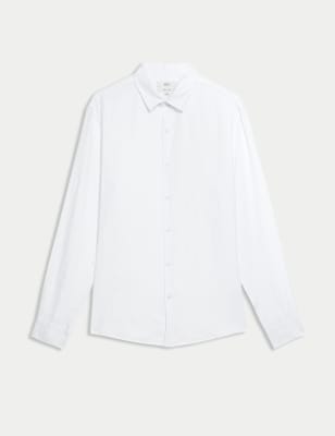 

Mens M&S Collection Slim Fit Easy Iron Pure Linen Shirt - White, White