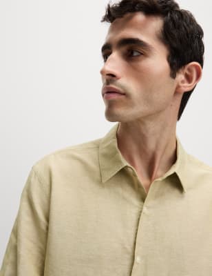 

Mens M&S Collection Cotton Linen Blend Shirt - Sand, Sand