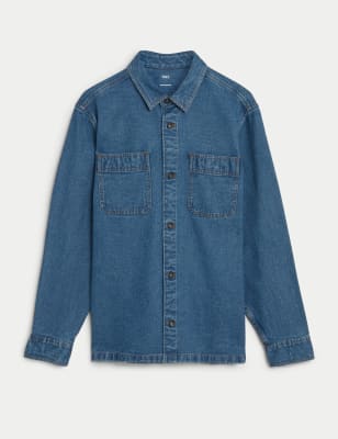 

Mens M&S Collection Denim Overshirt - Medium Blue, Medium Blue