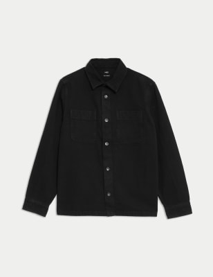 

Mens M&S Collection Denim Overshirt - Black, Black