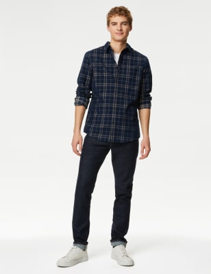 

Mens M&S Collection Corduroy Check Shirt - Navy Mix, Navy Mix