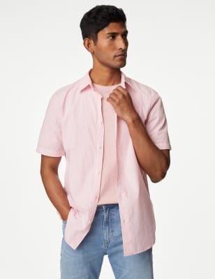 

M&S Collection Camisa 100% algodón de planchado fácil con estampado geométricoMens - Pink Mix, Pink Mix