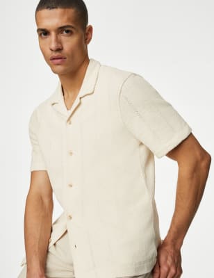 

Mens M&S Collection Cotton Rich Textured Shirt - Ecru, Ecru