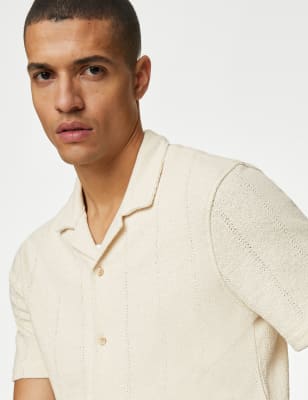 

Mens M&S Collection Cotton Rich Textured Shirt - Ecru, Ecru