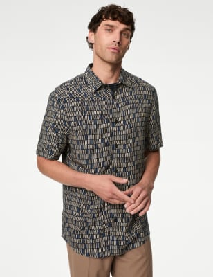 

Marks & Spencer Geometric Print Shirt (MALE, DARK NAVY MIX, M-REG)